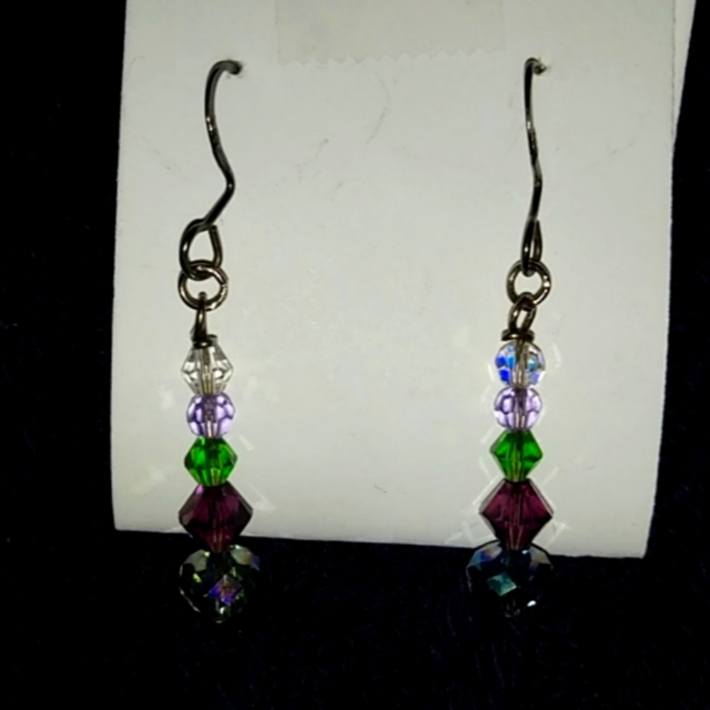 Lavender and Green Earrings
